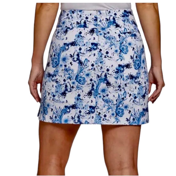 Lady Hagen Pants - Lady Hagen Toile Floral Print Golf Skort Blue White Pockets Skirt Size S